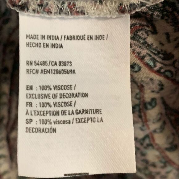 American Eagle Floral Paisley Peasant Blouse Top Medium Bell Sleeve Boho - Picture 4 of 8